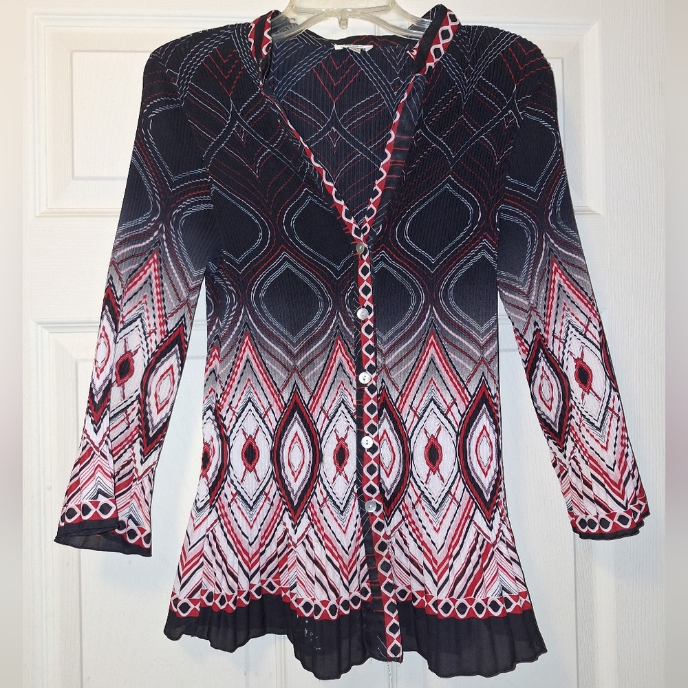 NICOLA Black and Red Patterned Blouse